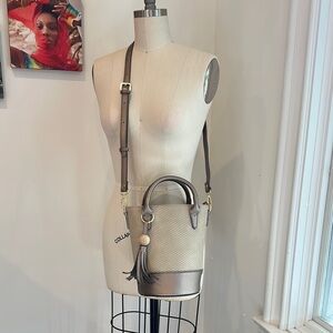 Elegant Tan and Gray Women's Handbag